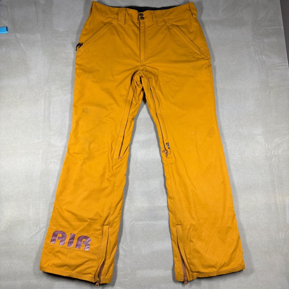 Airblaster Stay Wild Mens Mustard Yellow Snowboard Ski Pants Large Purple Logo